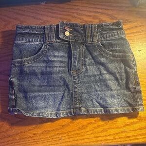 Celebrity Pink Dark Blue Denim Mini Skirt with Double Button